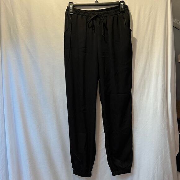 NWT Karlie Black Satin Jogger Pants - Picture 1 of 8